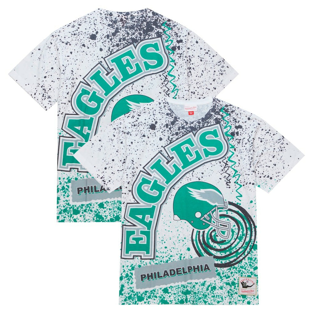 Philadelphia Eagles Team Burst Sublimated T-Shirt White - Mitchell & Ness