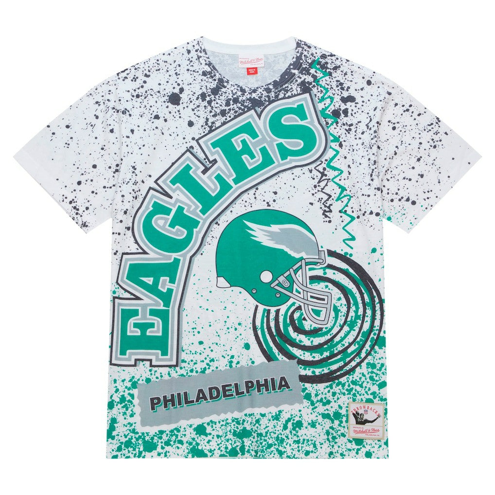 Philadelphia Eagles Team Burst Sublimated T-Shirt White - Mitchell & Ness