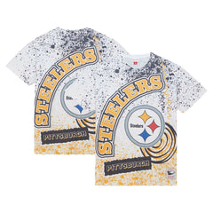 Pittsburgh Steelers Team Burst Sublimated T-Shirt White - Mitchell & Ness