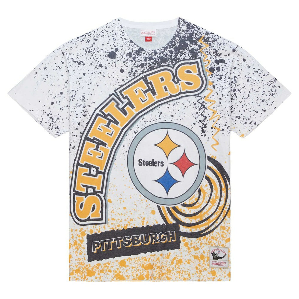 Pittsburgh Steelers Team Burst Sublimated T-Shirt White - Mitchell & Ness