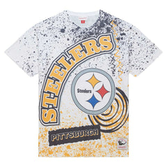 Pittsburgh Steelers Team Burst Sublimated T-Shirt White - Mitchell & Ness