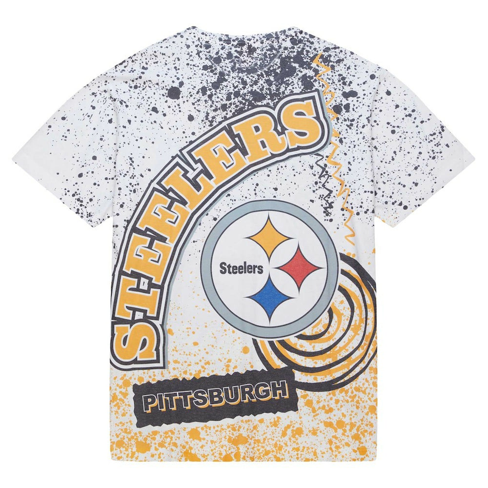 Pittsburgh Steelers Team Burst Sublimated T-Shirt White - Mitchell & Ness
