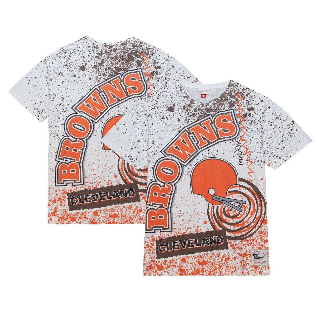 Cleveland Browns Team Burst Sublimated T-Shirt White - Mitchell & Ness