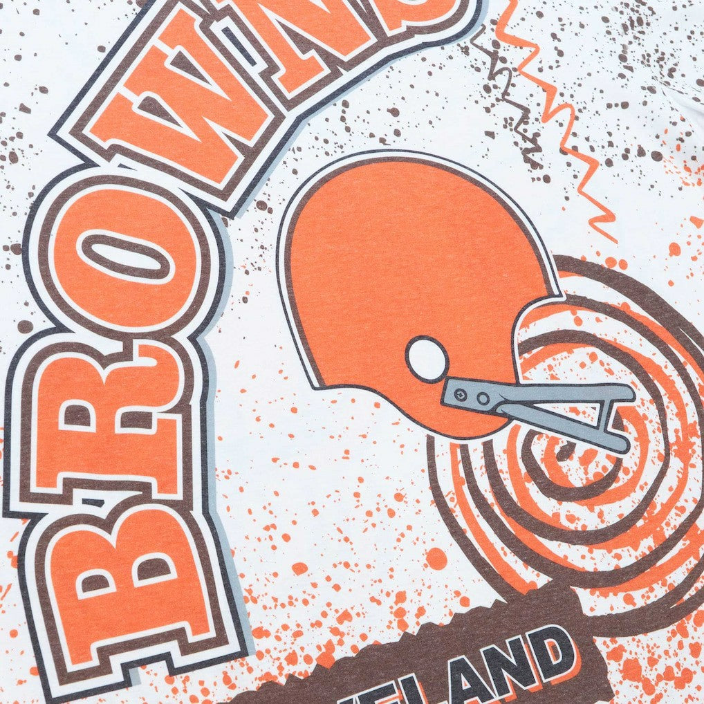 Cleveland Browns Team Burst Sublimated T-Shirt White - Mitchell & Ness