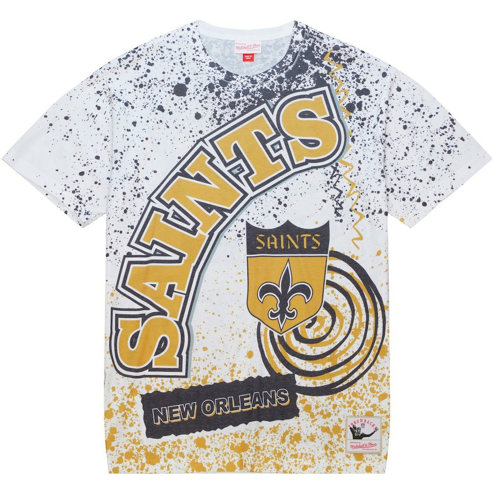 New Orleans Saints Team Burst Sublimated T-Shirt White - Mitchell & Ness