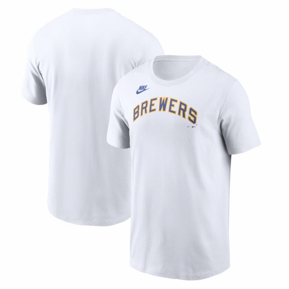 Milwaukee Brewers Nike Cooperstown Collection Wordmark T-Shirt On Sale