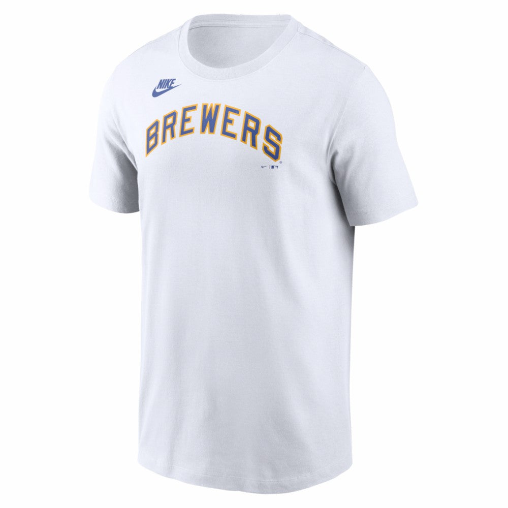Milwaukee Brewers Nike Cooperstown Collection Wordmark T-Shirt On Sale