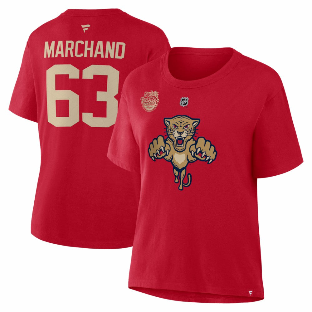 Brad Marchand Florida Panthers - Fanatics Women's 2026 NHL Winter Classic Authentic Stack Name & Number T-Shirt Red