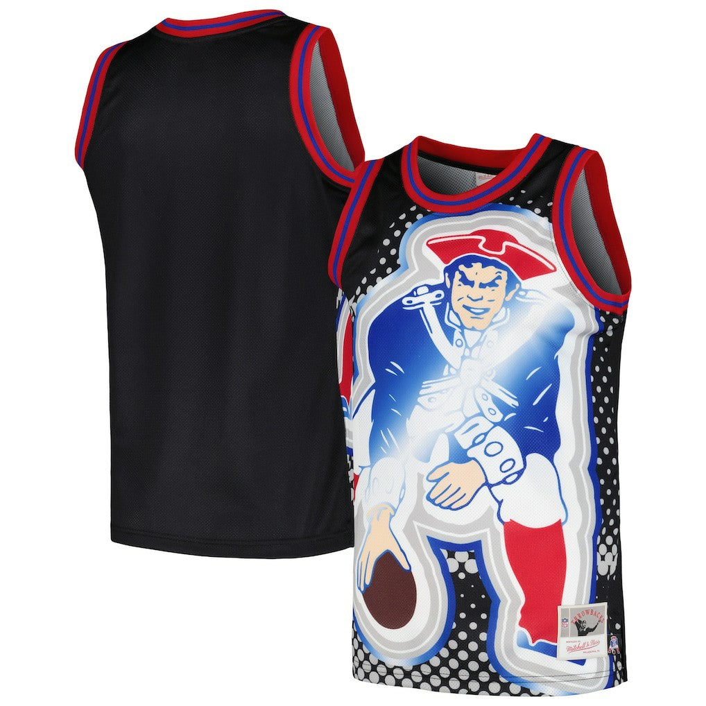 New England Patriots Big Face 7.0 Fashion Tank Top Black - Mitchell & Ness