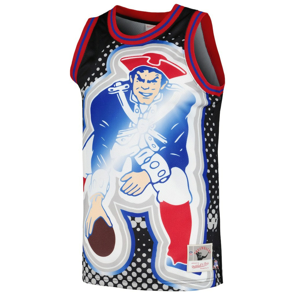 New England Patriots Big Face 7.0 Fashion Tank Top Black - Mitchell & Ness