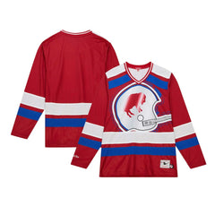 Buffalo Bills Women's Big Face 7.0 Long Sleeve Jersey T-Shirt Red - Mitchell & Ness