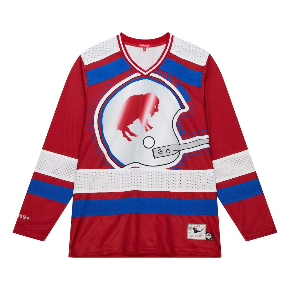 Buffalo Bills Women's Big Face 7.0 Long Sleeve Jersey T-Shirt Red - Mitchell & Ness