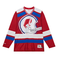 Buffalo Bills Women's Big Face 7.0 Long Sleeve Jersey T-Shirt Red - Mitchell & Ness