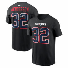 TreVeyon Henderson New England Patriots Carbon Name & Number T-Shirt Black - Nike