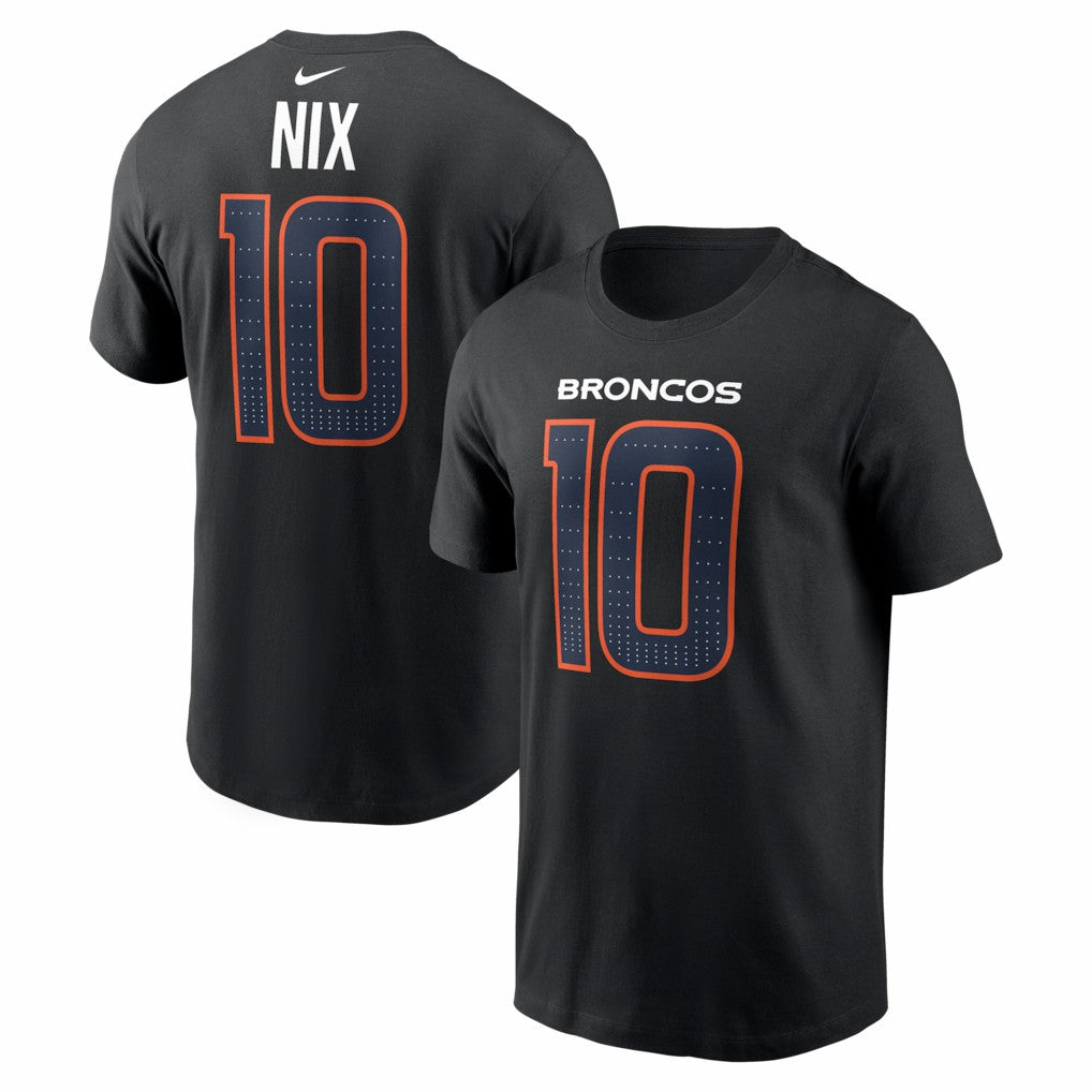 Bo Nix Denver Broncos Carbon Name & Number T-Shirt Black - Nike