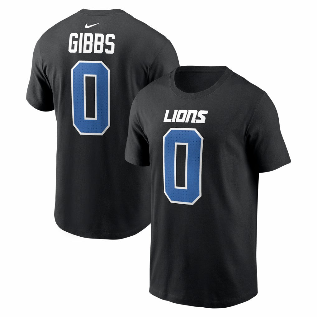 Jahmyr Gibbs Detroit Lions Carbon Name & Number T-Shirt Black - Nike