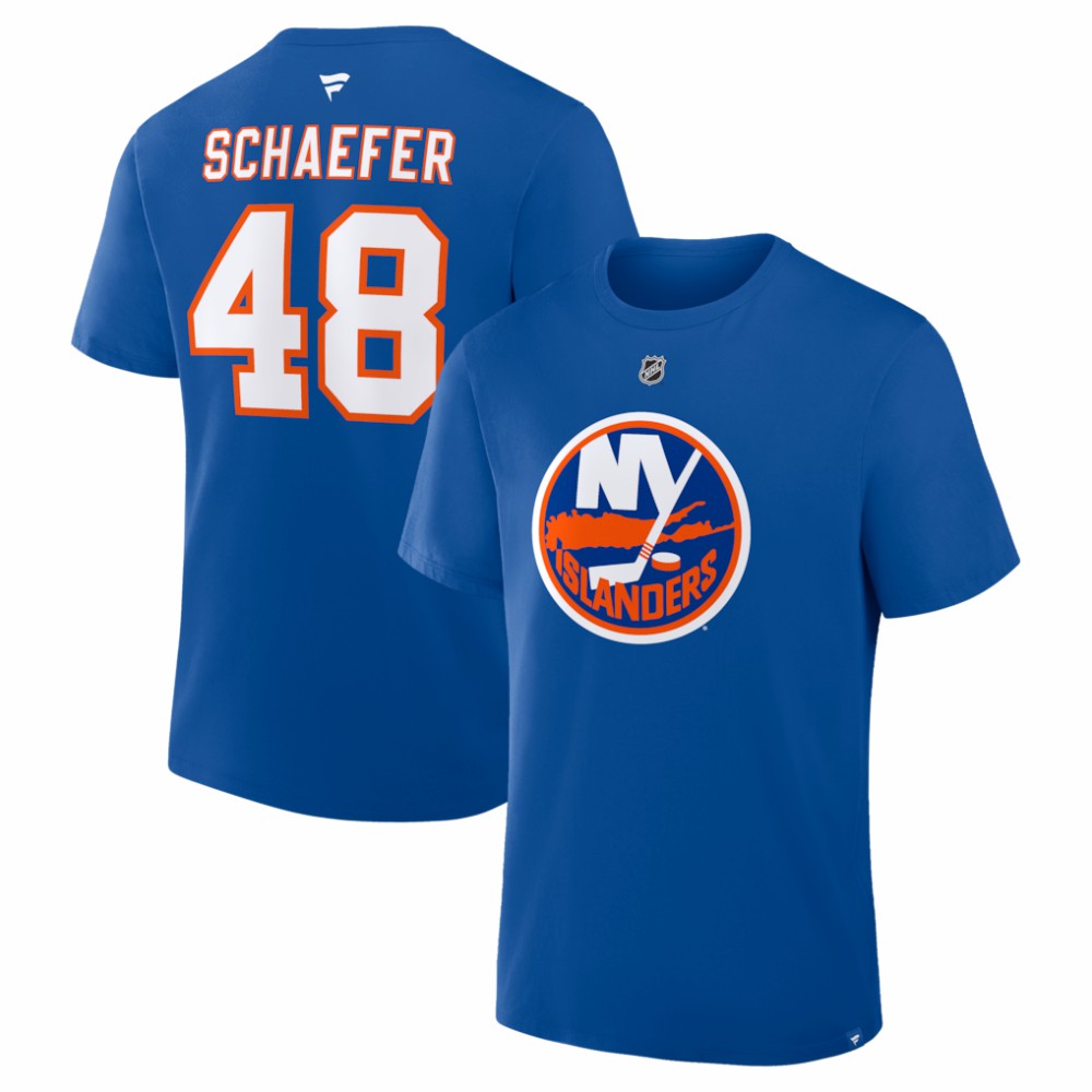 Matthew Schaefer New York Islanders - Fanatics Authentic Stack Name & Number T-Shirt Royal