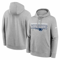 New England Patriots 2025 AFC Champions Locker Room Trophy Collection Hoodie Heather Gray - Nike