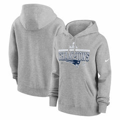New England Patriots Women's 2025 AFC Champions Locker Room Trophy Collection Club Fleece Hoodie Heather Gray - Nike