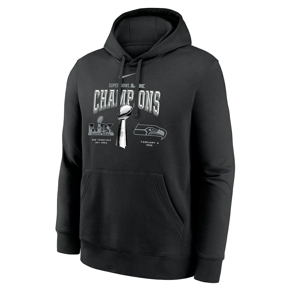 Seattle Seahawks Super Bowl LX Champions Locker Room Trophy Collection Fleece Hoodie Black - Nike