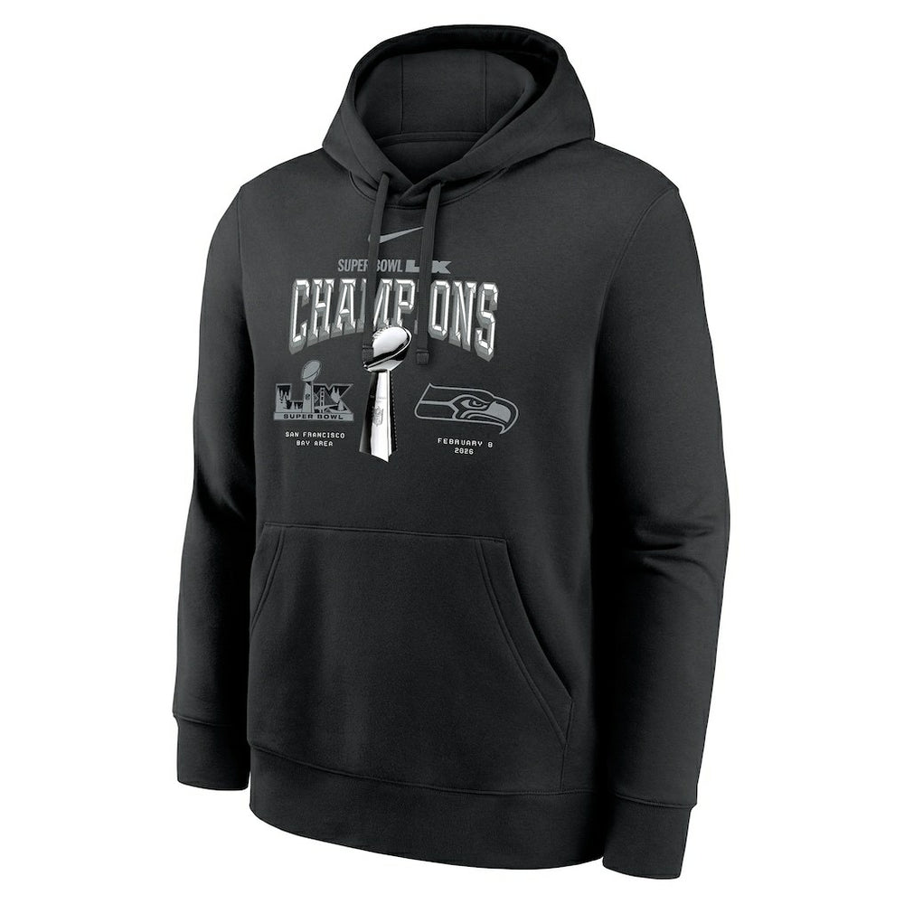 Seattle Seahawks Super Bowl LX Champions Locker Room Trophy Collection Fleece Hoodie Black - Nike