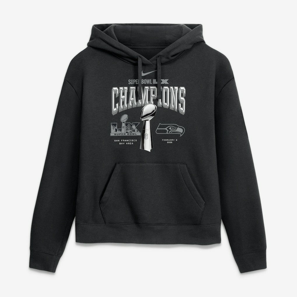 Seattle Seahawks Women's Super Bowl LX Champions Locker Room Trophy Collection Hoodie Black - Nike