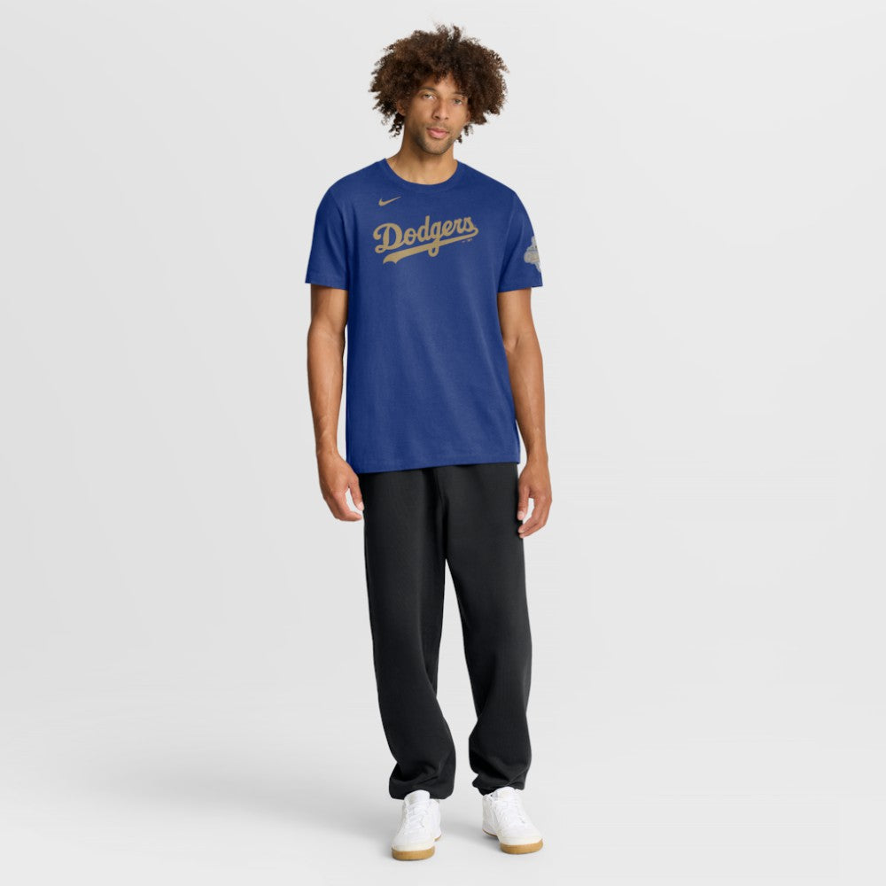 Los Angeles Dodgers Nike 2026 Gold Collection Wordmark T-Shirt for sale