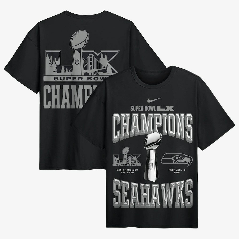 Seattle Seahawks Super Bowl LX Champions Locker Room Trophy Collection Authentic T-Shirt Black - Nike