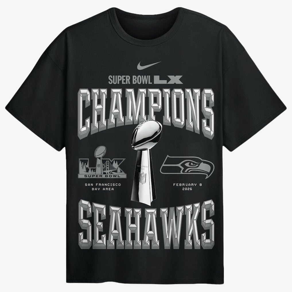 Seattle Seahawks Super Bowl LX Champions Locker Room Trophy Collection Authentic T-Shirt Black - Nike