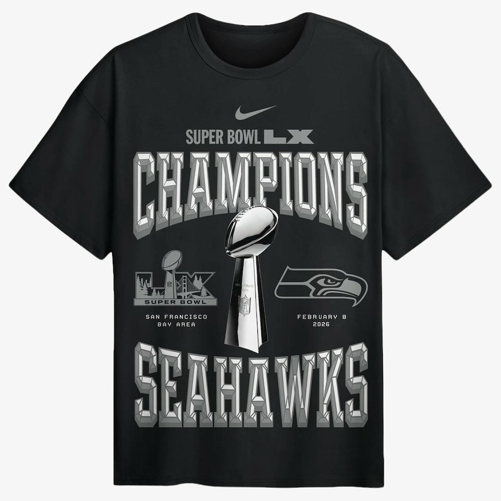 Seattle Seahawks Super Bowl LX Champions Locker Room Trophy Collection Authentic T-Shirt Black - Nike