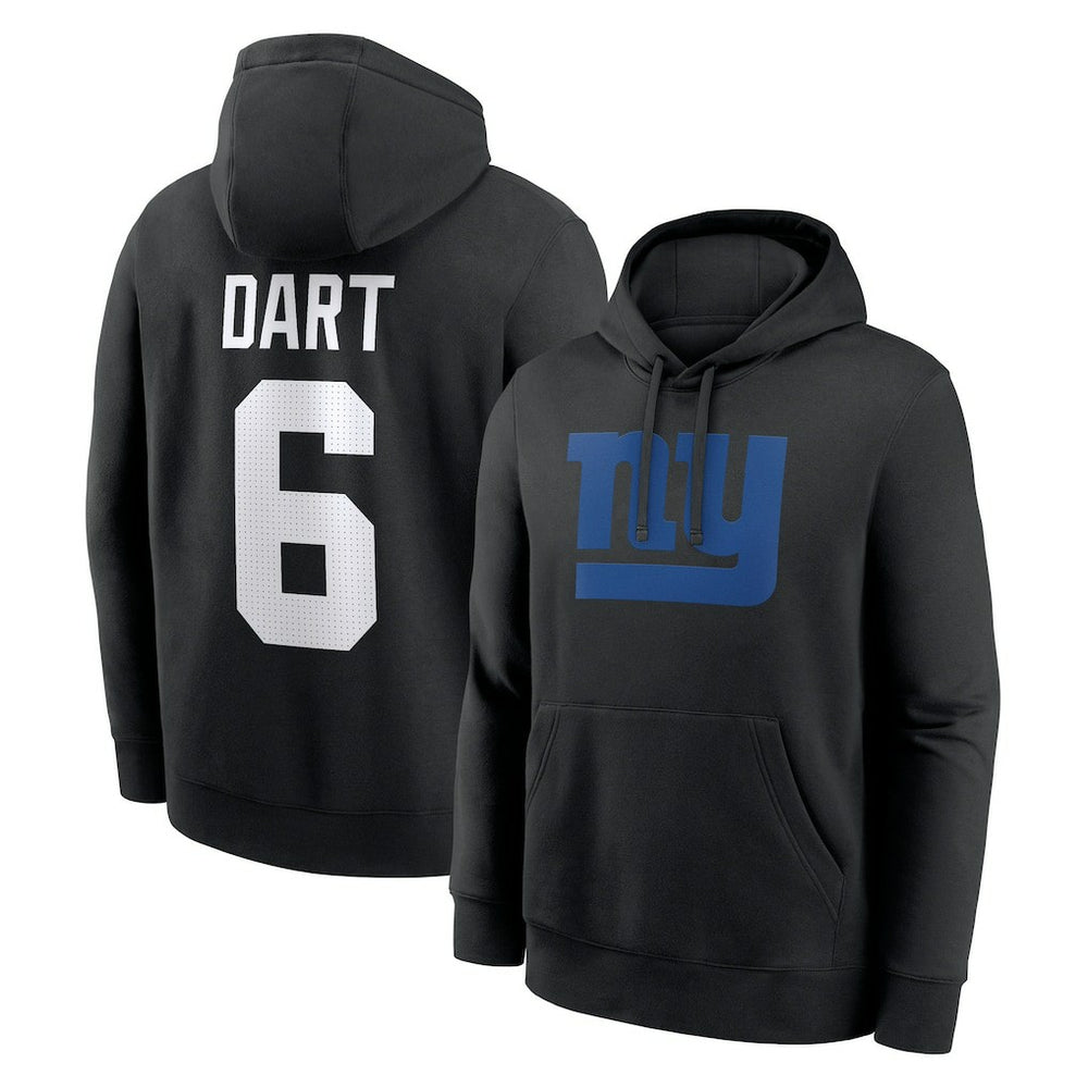 Jaxson Dart New York Giants Player Name & Number Fleece Hoodie Black - Nike