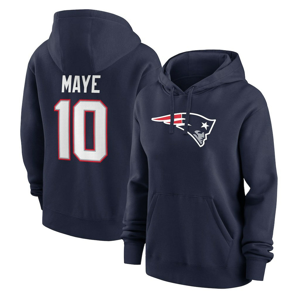 Drake Maye New England Patriots Women's Player Name & Number Fleece Hoodie Navy - Nike