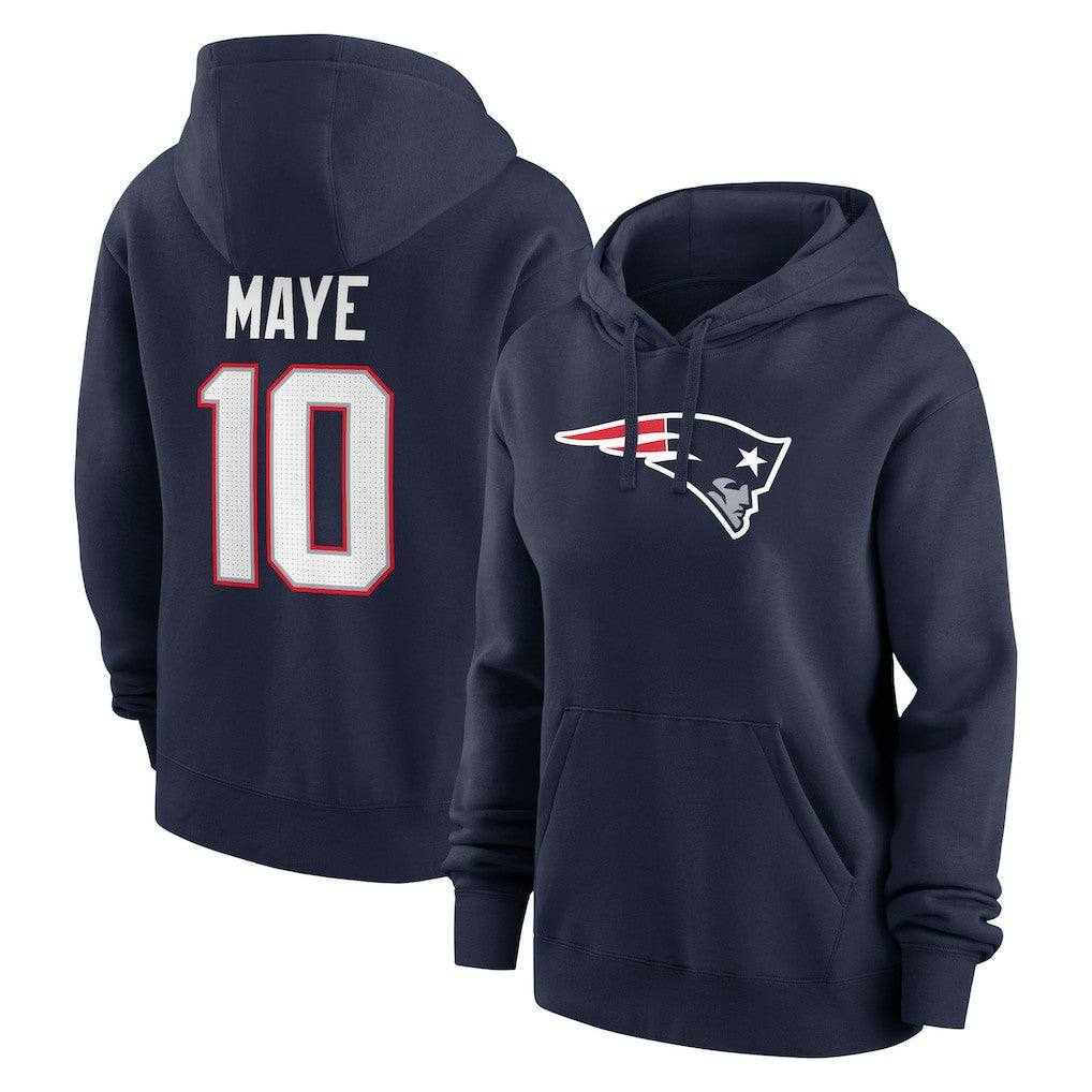 Drake Maye New England Patriots Women's Player Name & Number Fleece Hoodie Navy - Nike