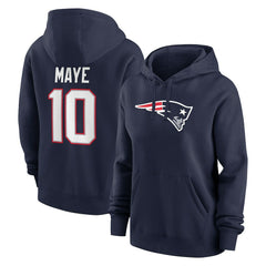 Drake Maye New England Patriots Women's Player Name & Number Fleece Hoodie Navy - Nike