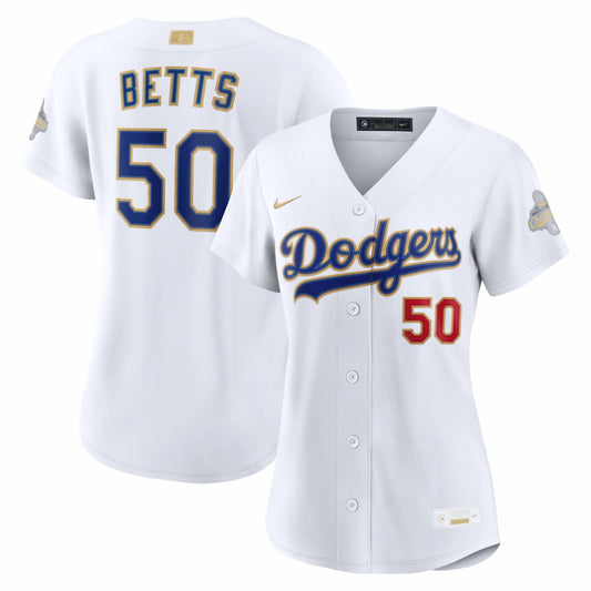 Mookie Betts Los Angeles Dodgers Nike Women's 2026 Gold Collection Stadium Jersey - White | MLB Jerseys