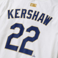 Clayton Kershaw Los Angeles Dodgers Nike 2026 Gold Collection Player Name & Number T-Shirt On Sale