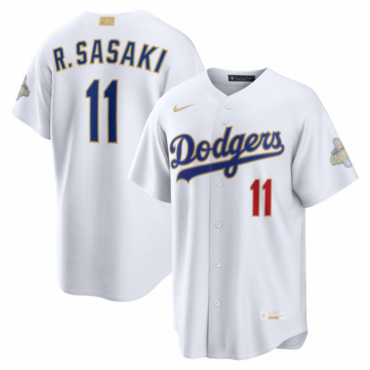Roki Sasaki Los Angeles Dodgers Nike 2026 Gold Collection Stadium Jersey - White | MLB Jerseys