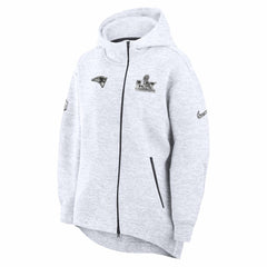 New England Patriots Women's Super Bowl LX Opening Night Tech Fleece Full-Zip Hoodie Heather Gray - Nike