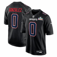 Christian Gonzalez New England Patriots Super Bowl LX Patch Carbon Fashion Game Jersey Black - Nike
