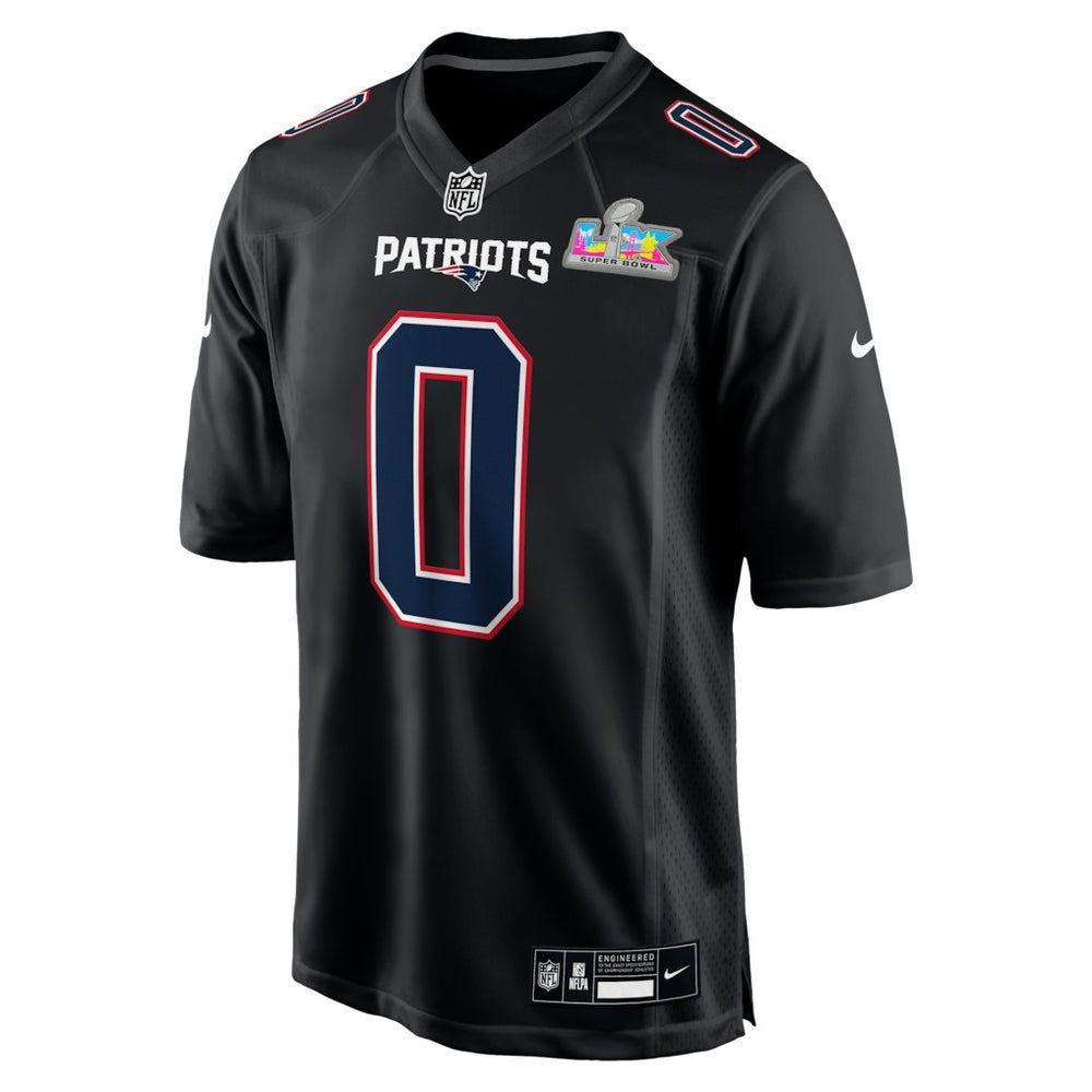 Christian Gonzalez New England Patriots Super Bowl LX Patch Carbon Fashion Game Jersey Black - Nike