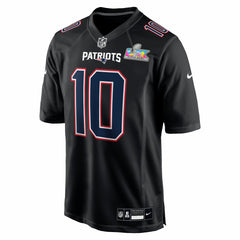Drake Maye New England Patriots Super Bowl LX Patch Carbon Fashion Game Jersey Black - Nike