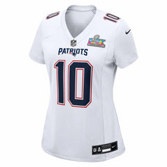 Drake Maye New England Patriots Women's Super Bowl LX Patch Tundra Fashion Game Jersey White - Nike