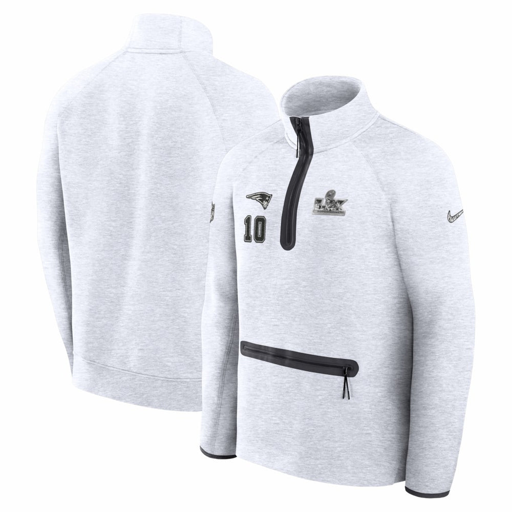 Drake Maye New England Patriots Super Bowl LX Opening Night Tech Fleece Half-Zip Sweatshirt Gray - Nike