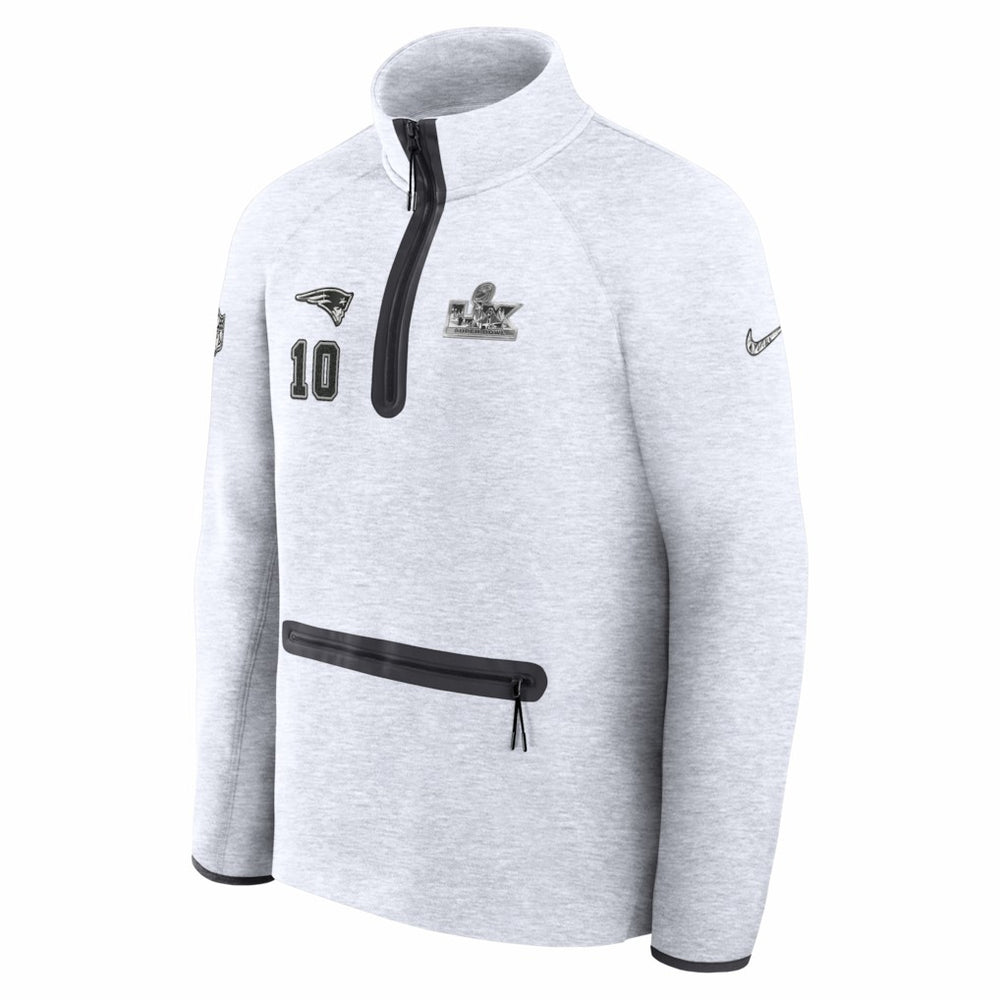 Drake Maye New England Patriots Super Bowl LX Opening Night Tech Fleece Half-Zip Sweatshirt Gray - Nike