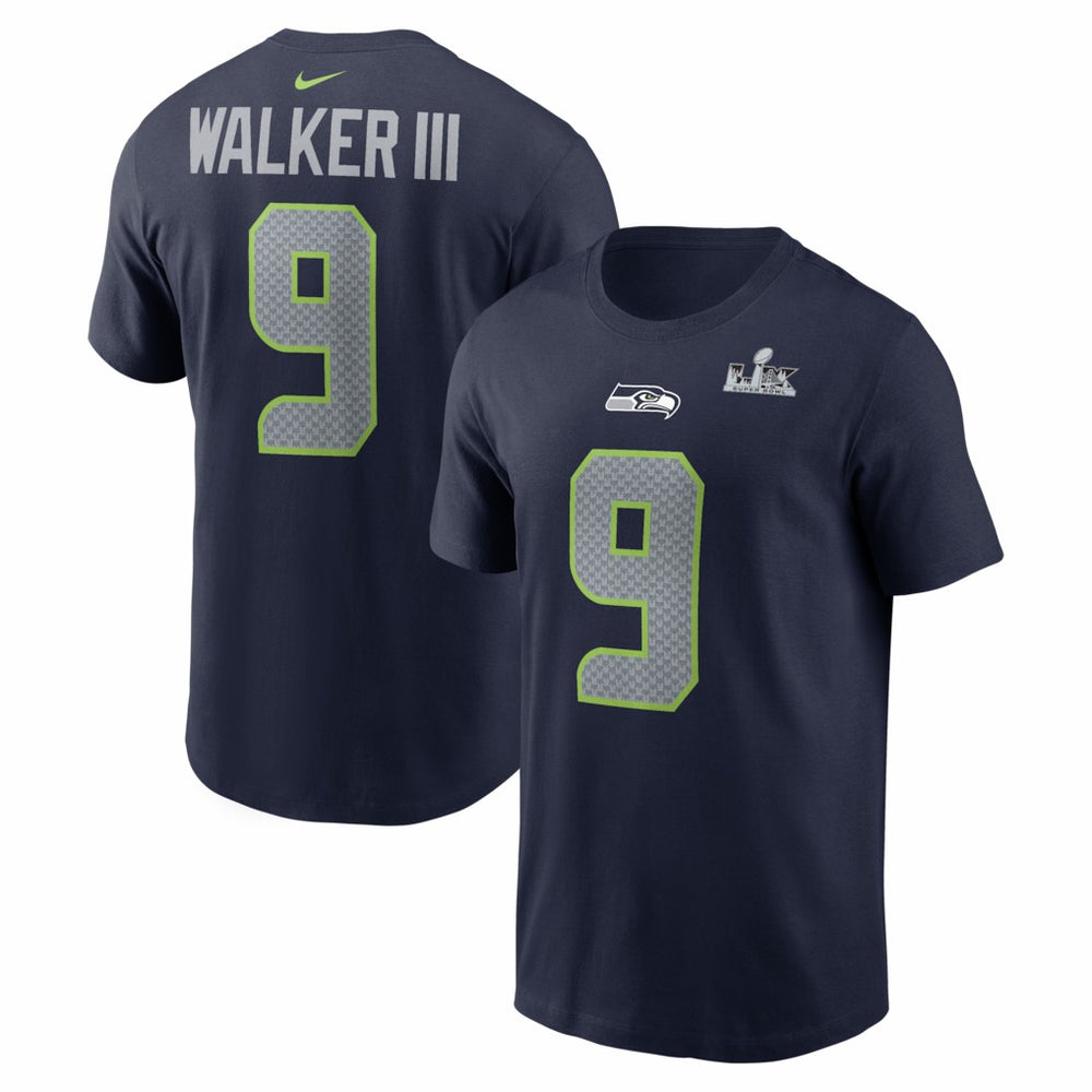 Kenneth Walker III Seattle Seahawks Super Bowl LX Patch Name & Number T-Shirt College Navy - Nike
