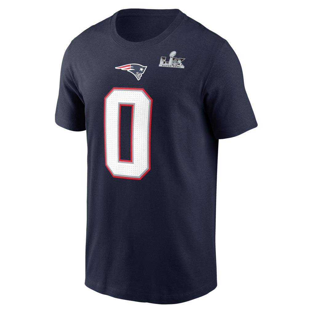Christian Gonzalez New England Patriots Super Bowl LX Patch Name & Number T-Shirt Navy - Nike