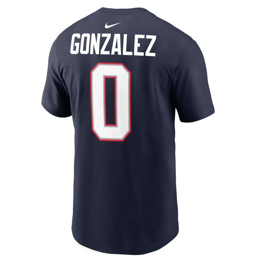 Christian Gonzalez New England Patriots Super Bowl LX Patch Name & Number T-Shirt Navy - Nike