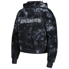 Las Vegas Raiders The Wild Collective Women's Tie-Dye Cropped Pullover Hoodie Black - NFL