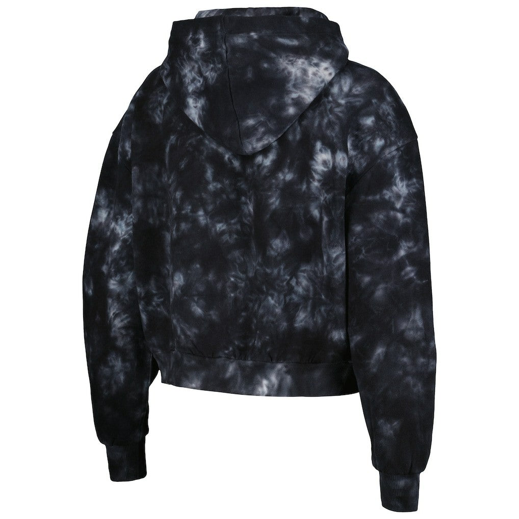 Las Vegas Raiders The Wild Collective Women's Tie-Dye Cropped Pullover Hoodie Black - NFL