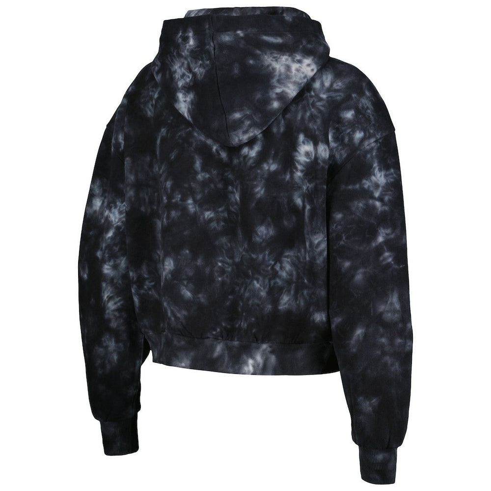 Las Vegas Raiders The Wild Collective Women's Tie-Dye Cropped Pullover Hoodie Black - NFL